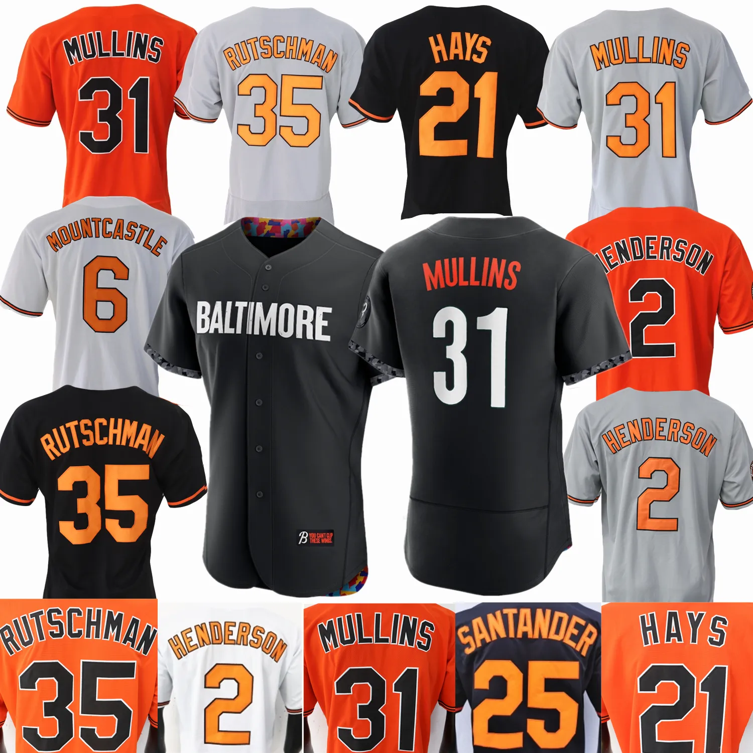 2023 City Connect Baseball Jersey Cal Ripken Adley Rutschman Gunnar Henderson Ryan Mountcastle Cedric Mullins Austin Hays Grayson Rodriguez McCan-image-886731401