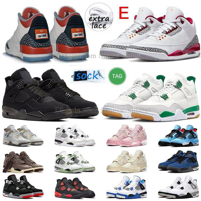 

Retro 4s Pine Green 3s Basketball Shoes Designer Mens Sneakers J Jumpman 4 Military Black Cat Fire Red White Cement 3 Encore Eminem x Slim Shady Cool Grey J3 J4 Sneakers, A47 muslin 40-47