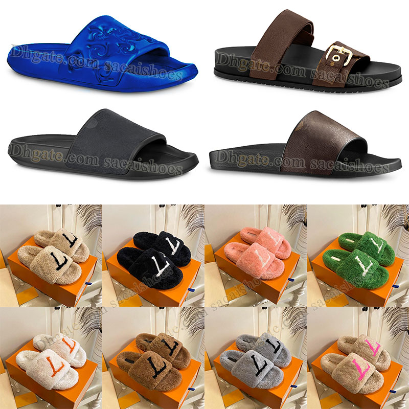 

2023 Luxury Designer Sandals Famous Womens Mens Platform Sandles Coach Slides Slippers Genuine Leather Brown Beach Shoes Pink Fluffy Fuzzy Furry Slipper Sliders, A07 m4-m7