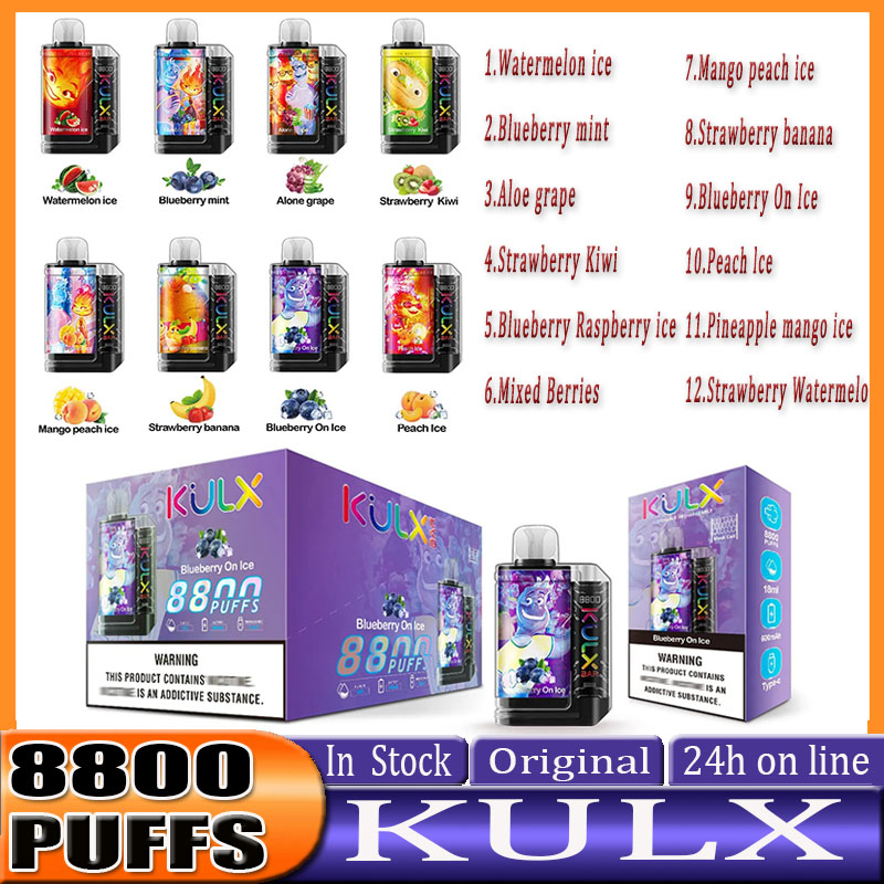 

Original Kulx Bar 8800 Puff Mesh Coil E Cigarette 12 Flavors 18ml Rechargeable Disposable Vape Pen Device Pod Smoking Vapes Kit Puff 8800 Puffs 0% 2% 3% 5% 600mAh Battery