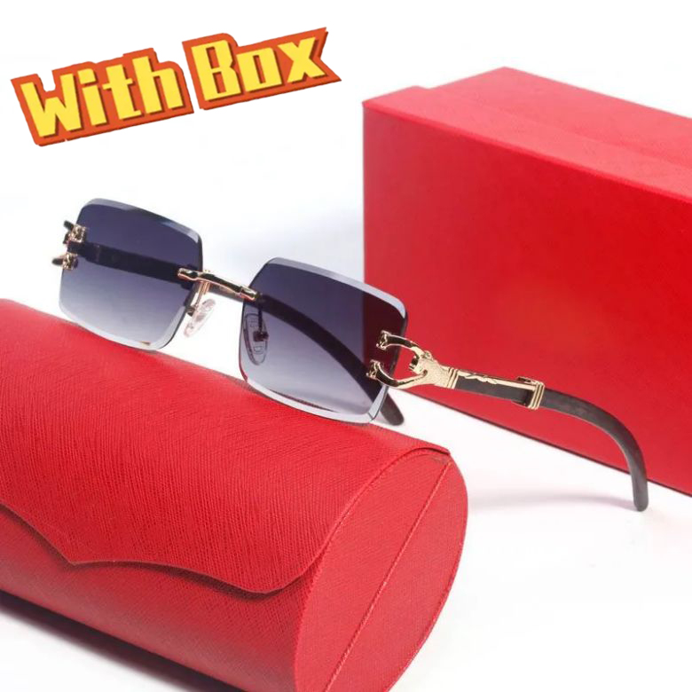 Men sunglasses Carti glasses man gradient Rimless sunglasses women fashion UV400 Beach Show eyeglasses buffalo horn gold Wooden Rectangle sunglas-image-886663304