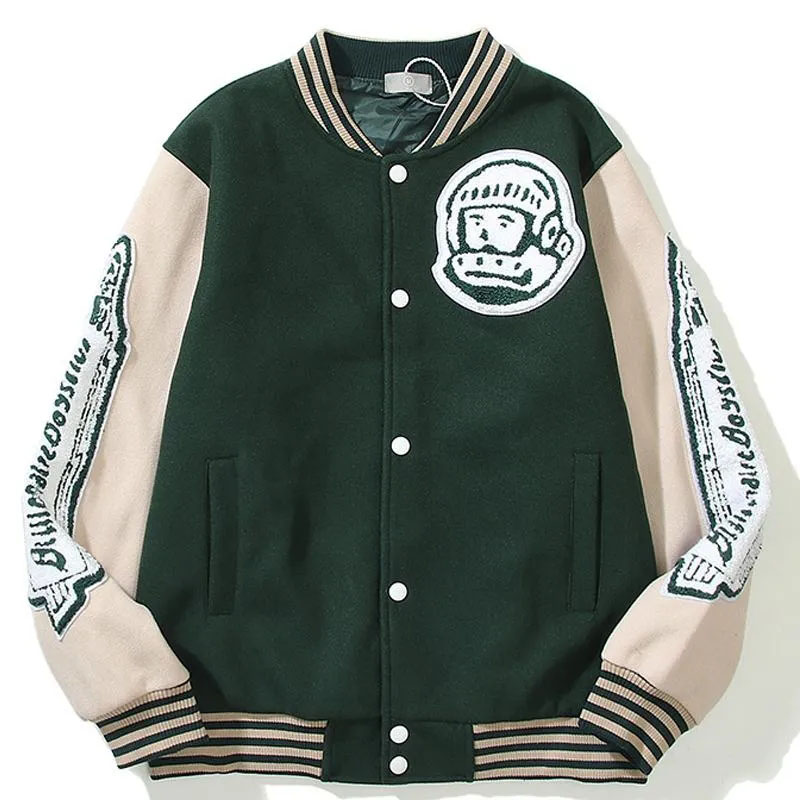

Men's Jackets Hip Hop Men Varsity Jacket Harajuku Vintage Bomber Astronaut Loose Sport Baseball Uniform Boyfriend Style Streetwear, Black