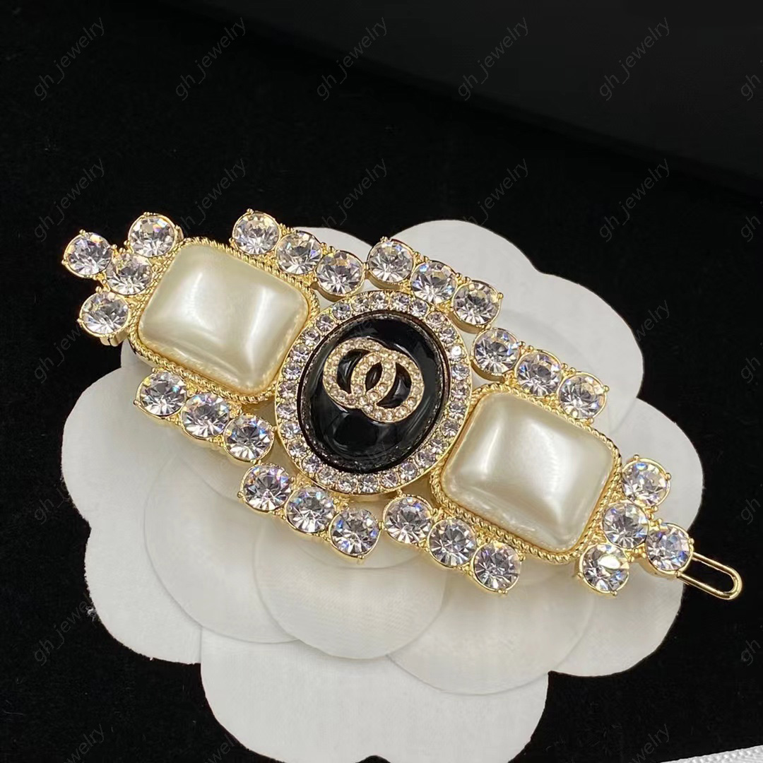 2023 New Fashion Hair Clips Barrettes 18K gold diamond acrylic monogram luxury designer hairpin for women's wedding party birthday gift jewe