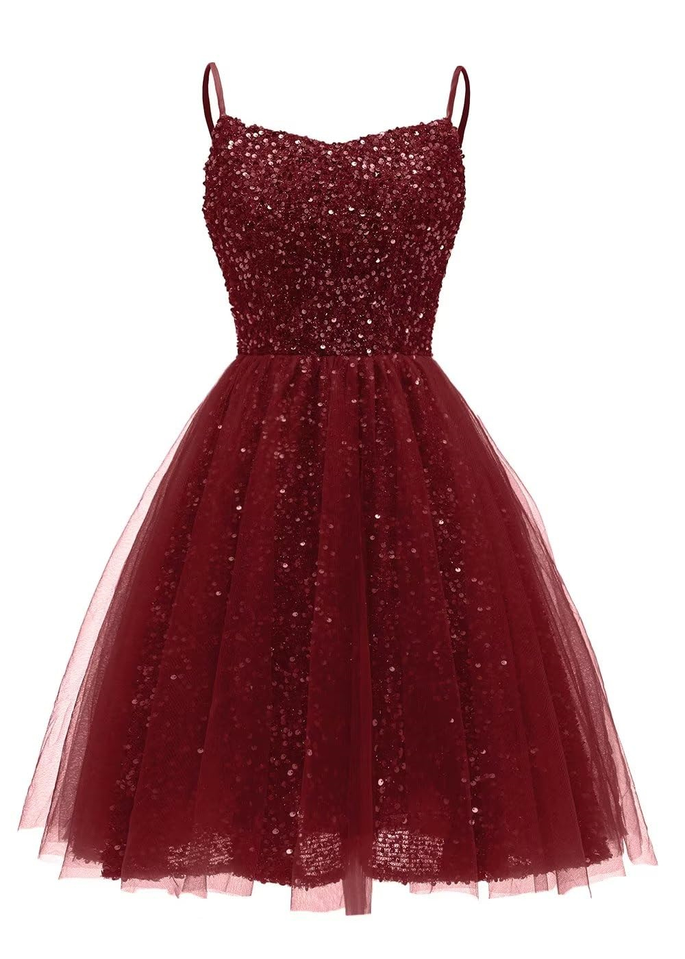 Short Homecoming Dresses Spaghetti Sequins Lace-up Ball Gown Tulle Party Gowns Princess Plus Size Mini Birthday Prom Graudation Cocktail Party Go