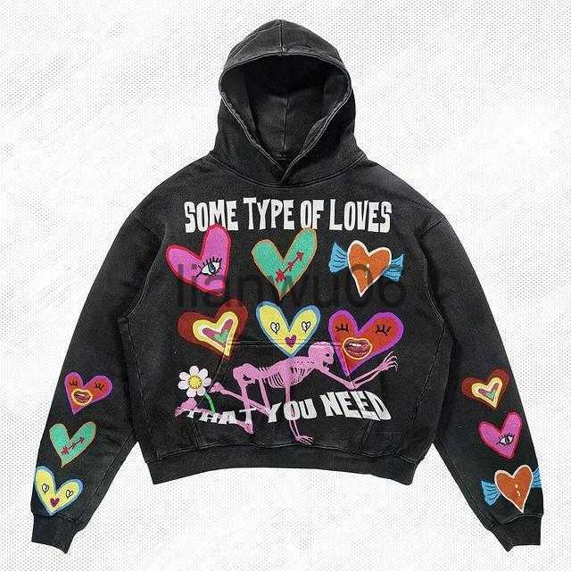Womens Hoodies Sweatshirts 2022 Print Harajuku Street Embroidery Y2K American Retro Comic Loose Hooded Sweater Loose Autumn Trend Sweater Couple Jac