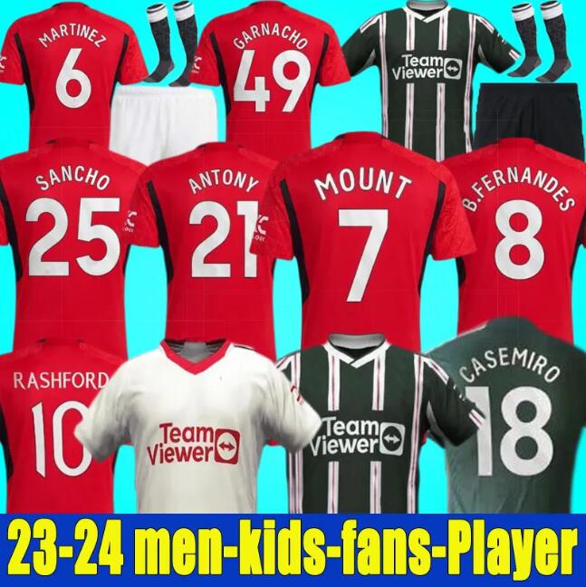 

23 24 MOUNT RASHFORD CASEMIRO MARTINEZ MancHEstErS SANCHO soccer jerseyS GARNACHO ANTONY 2023 2024 B. FERNANDES MANS UTDS football shirt kit set Uniforms MEN KIDS, 22 23 away