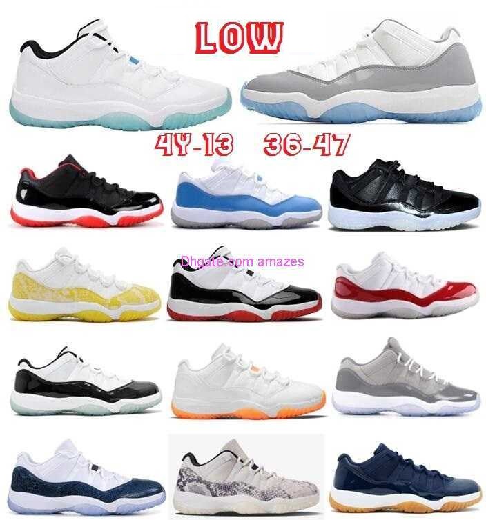 

11s 11 Low Yellow Snakeskin Cherry Basketball Shoes Cement Grey Bred Legend Blue UNC 72-10 Concord Men Women XI Citrus Closing Ceremony Varsity Red Emerald Sneakers, Cherry varsity red