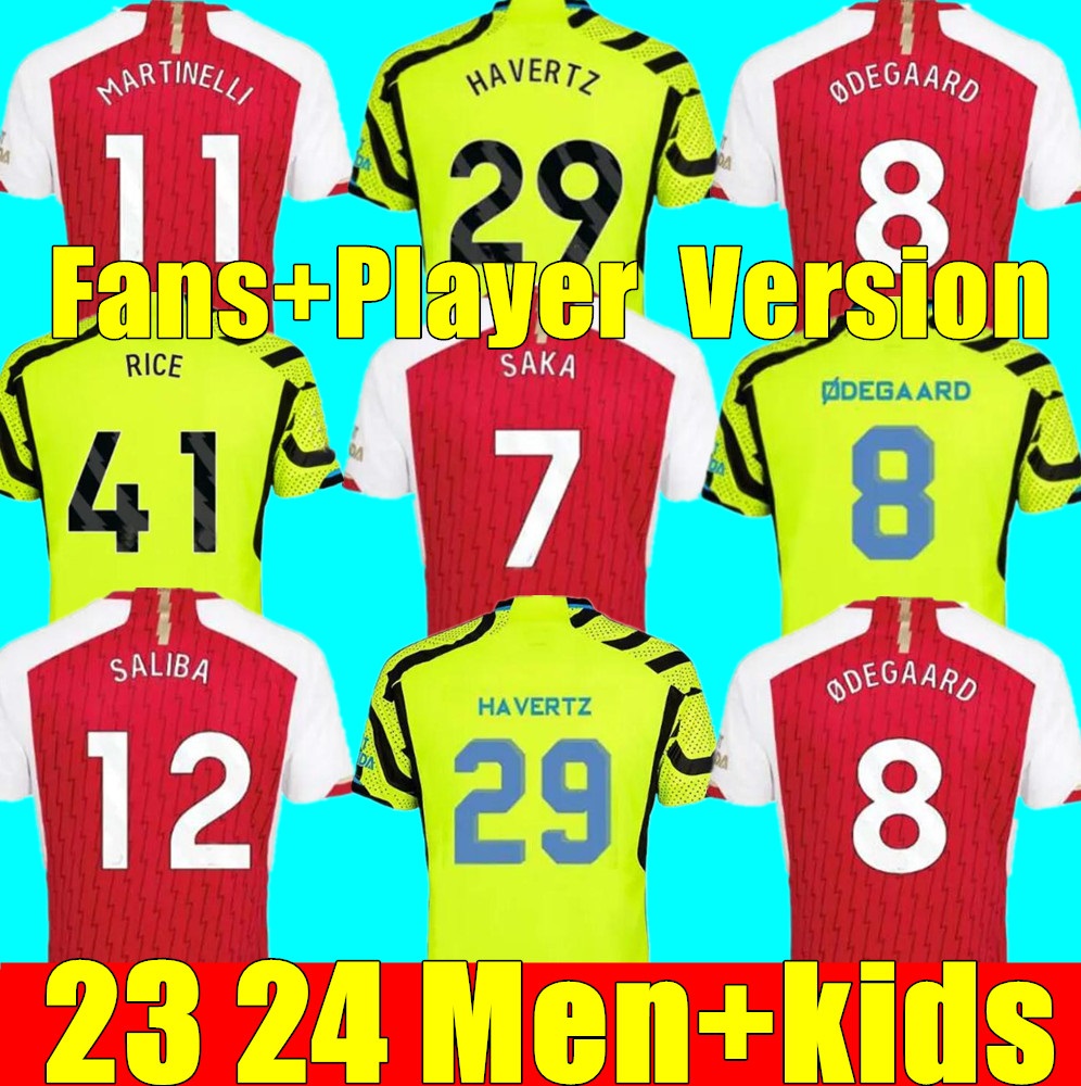 

23 24 RICE SAKA soccer jerseys home away Fans Player Gunners G.JESUS JURRIEN J.TIMBER FABIO MARTINELLI Arsenals ODEGAARD SMITH ARSen 2024 football shirt Men Kids kit, 23/24 adult home+player version champion