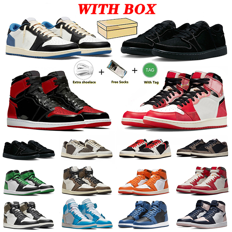 

With Box 1s Spider-Verse OG Basketball Shoes Mid Space Jam Bred Patent Black Phantom TS Olive Jumpman 1s Lows Mens Women dhgates Sneakers Trainers 36-47, 31