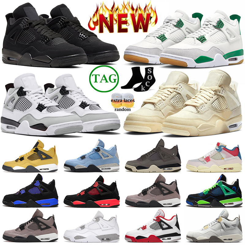 

Jumpman 4 New Basketball Shoes Woman Military Black Cat 4s White Oreo Pine Green Red Thunder Canvas Men Trainers Violet Ore Sports Sneakers Size US 13, 36-47 pure money