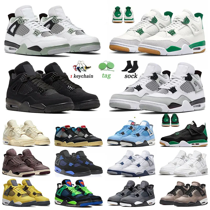 

2023 Top Basketball Shoes Jumpman 4 Pine Green Sneakers 4s Seafoam Black Cat Cool Grey Red Thunder Dark Blue Military Black Pure Money Men Women J4 Trainers Sports, 40-47 shimmer