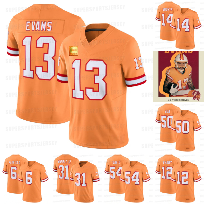 

2023 creamsicle "Buccaneers" Football Jerseys Baker Mayfield Kyle Trask John Wolford Derrick Brooks Rachaad White Evans Tom Brady Devin White 100% Stitched