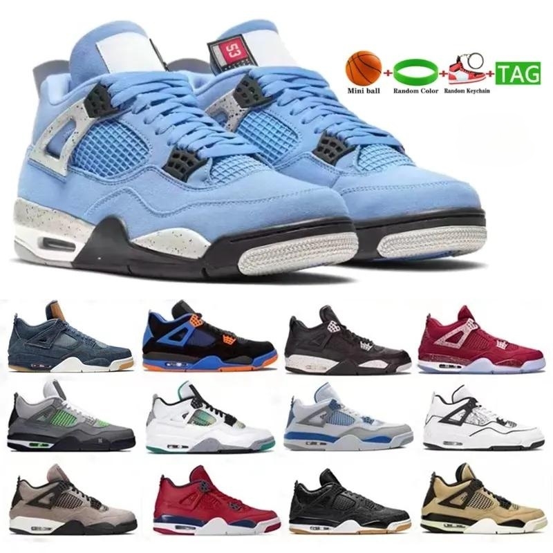 

University Blue 4 4s Man Basketball Shoes White Oreo Metallic Purple Black Cat Bred Shimmer Cactus Jack Men Women Sneakers US 5.5-12