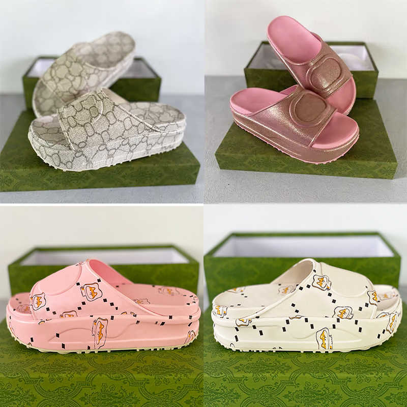 

Womens Platform Sandals Rubber Slides Designer Anti-slip Slippers Luxury Flats Thick Bottom Beach Flip Flops Multi-season And Multi-place Unisex 35-45 With Box NO438