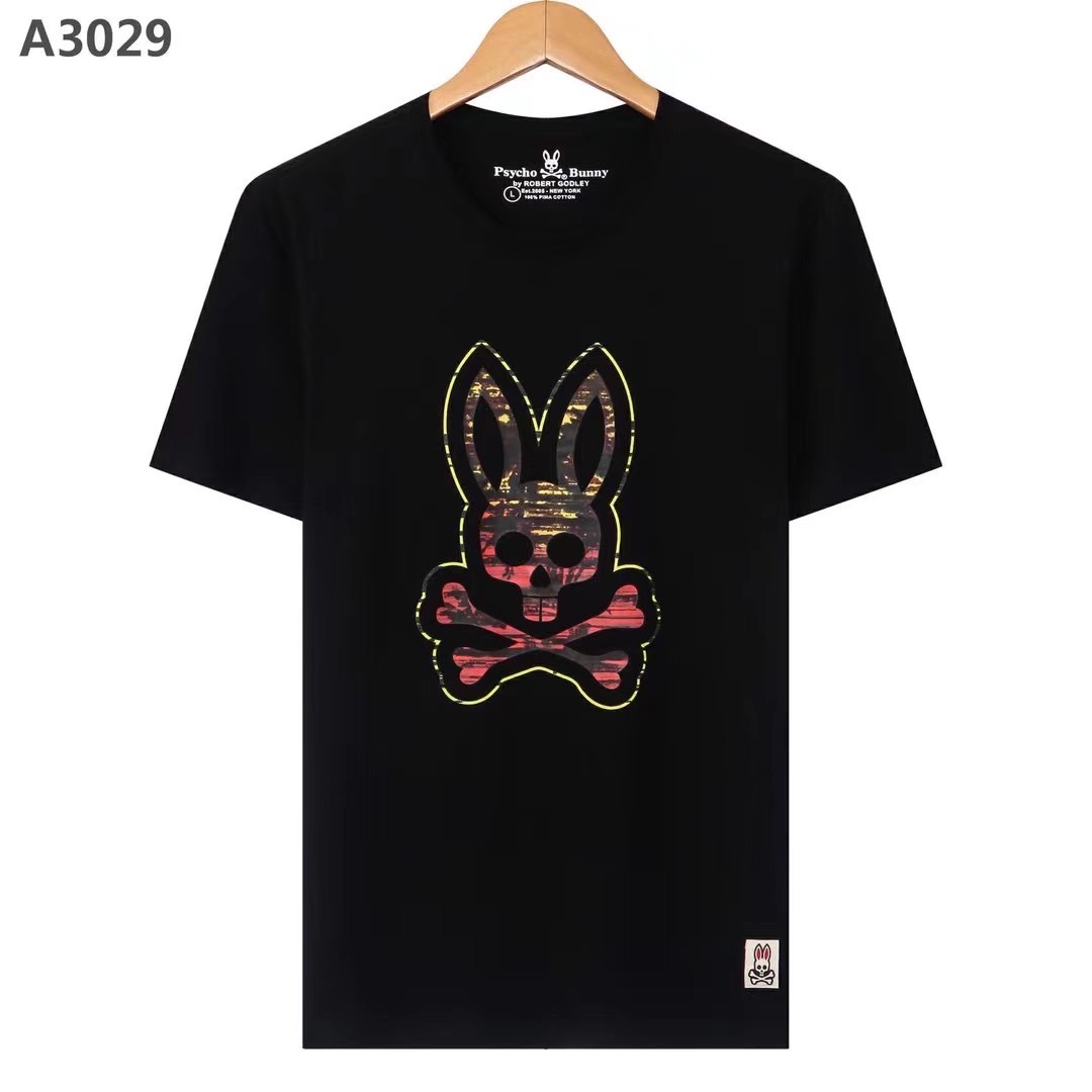 

Trendy mens fashion T shirt casual polo Psycho Bunny animal print high-quality couple breathable and comfortable round neck top, Customize