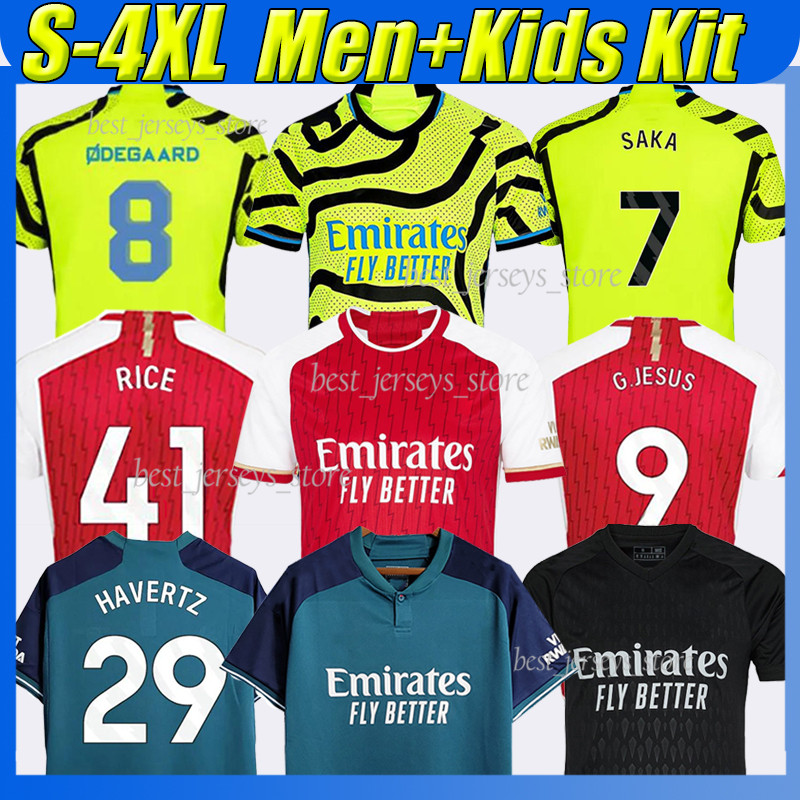 

4XL 23/24 G.JESUS RICE soccer jerseys gunners SMITH ROWE THOMAS SALIBA HAVERTZ SAKA MARTINELLI TIERNEY ODEGAARD FABIO VIEIRA football shirts Men Kids Kit goalkeeper, 23-24 away