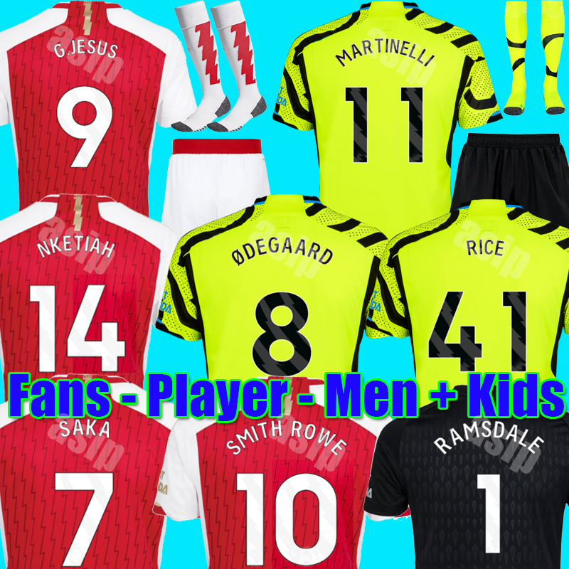 

3XL 4XL ODEGAARD HAVERTZ RICE SMITH ROWE G.JESUS SAKA soccer jerseys SALIBA 23 24 Fans Player version MARTINELLI 2023 2024 football kits shirt Men Kids sets tops, Away fans 3