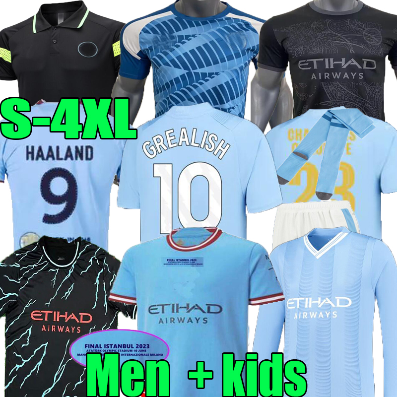 

XXXL  22 23 24 HAALAND home soccer jerseys GREALISH STERLING Manchester MAHREZ fans version DE BRUYNE FODEN 2023 2024 city men kids kit goalkeeper football shirt