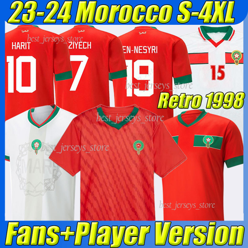 

4XL Morocco soccer jerseys 2023 Moroccan national team HAKIMI ZIYECH EN-NESYRI maillot de foot HARIT SAISS IDRISSI BOUFAL 23/24 football shirt retro 94 95 1998 Maroc, Moluoge 22-23 away
