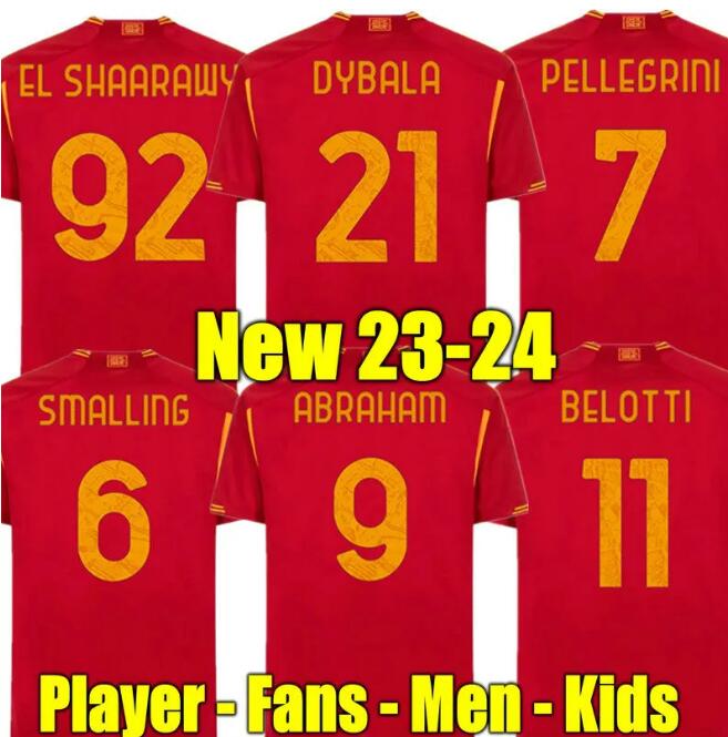 

22 23 24 DYBALA romas Soccer jerseys maglia Pellegrini belotti CELIK Abraham 2022 2023 2024 HOME away 3rd jerseys MANCINI KUMBULLA men kids kit Football EL SHAARAWY, 2324