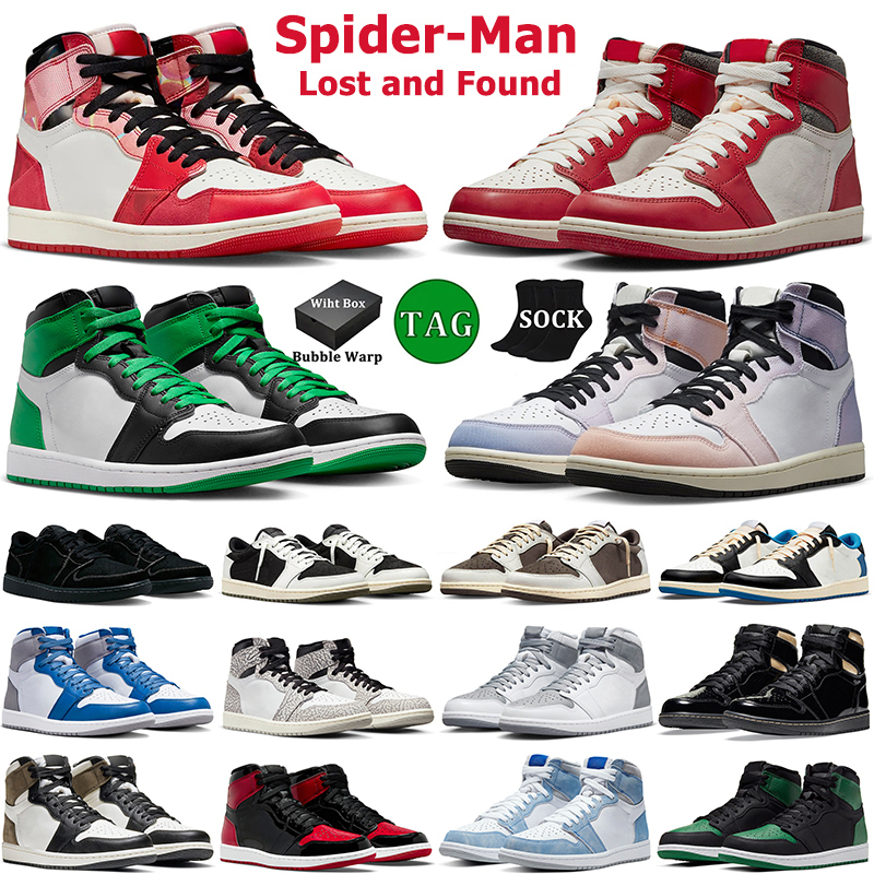 

With Box Men Top 1s Basketball Shoes Spider-Man Lost and Found Bred Patent Dark Mocha Denim White Cement Lucky Green Shadow 2.0 Sreaith Trainer Sports Sneakers Size 36-46, 26
