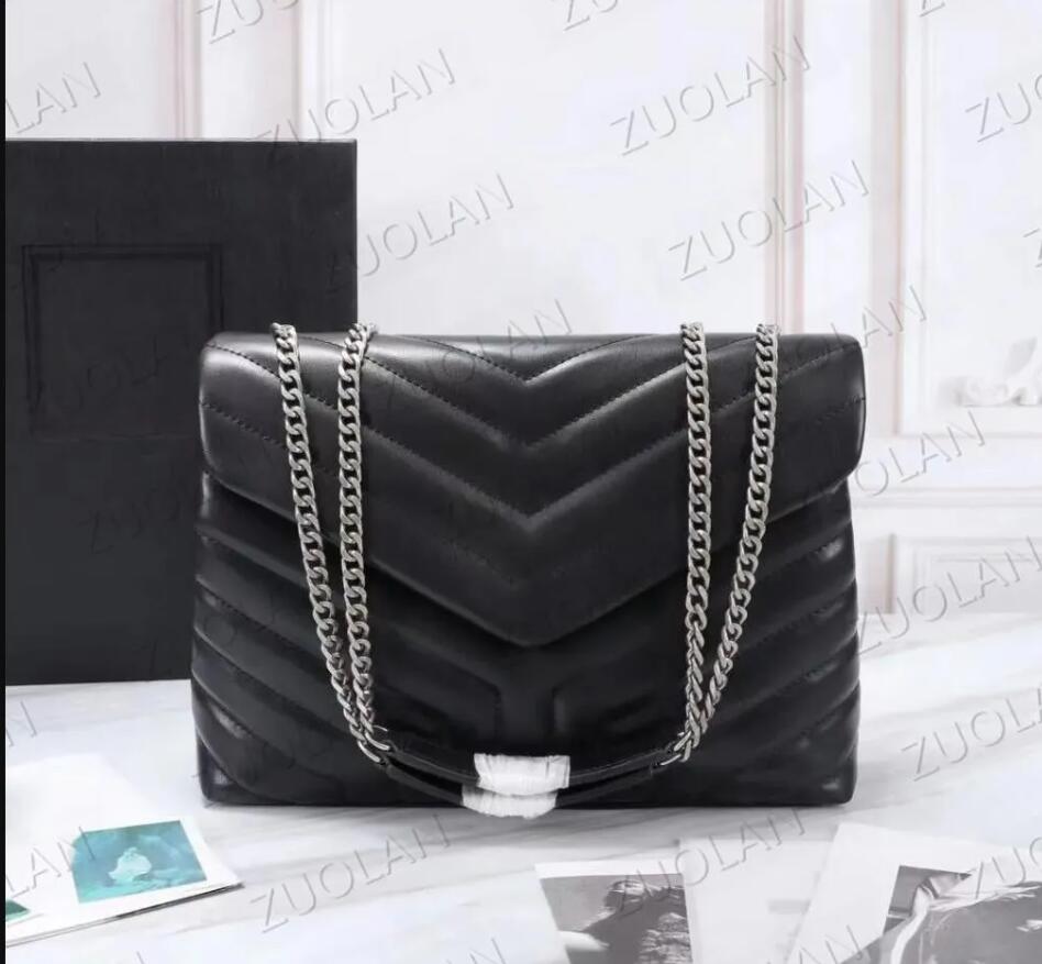

Designer handbags HOT square fat chain bag real leather women's bag large-capacity shoulder bags 25cm and 32cm high quality quilted messenger bag, Picture color with logo