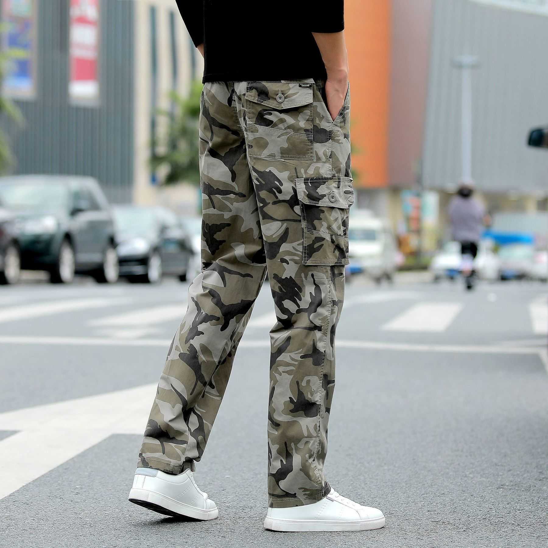 

Military Camouflage Cargo Pants Men Joggers Streetwear Pencil Pant Hip Hop Camo Tactical Trousers Purple Iron Chain T230718, Multi