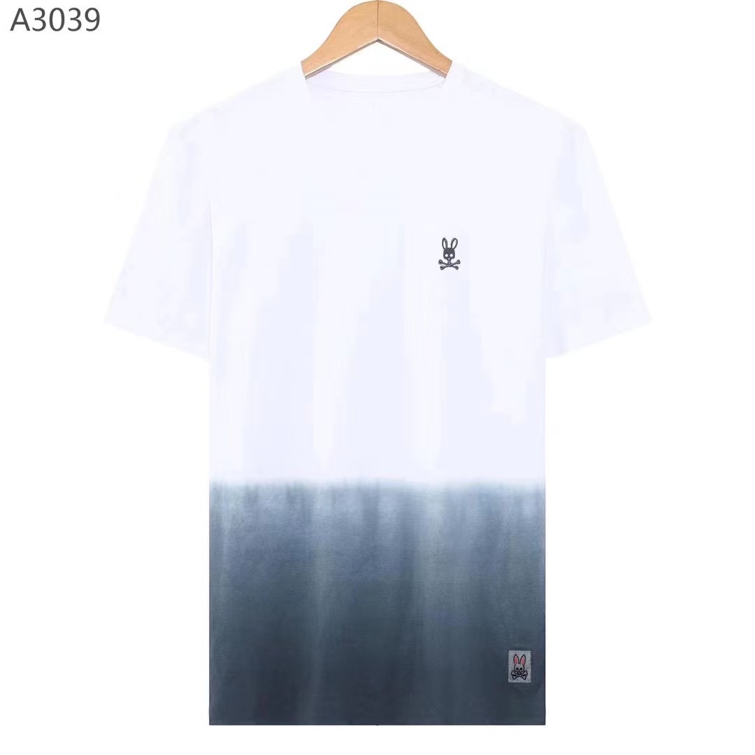 

Psycho Bunny Mens Fashion T-shirt Casual Polo Shirt Premium Summer Breathable High Quality Short Sleeve Rabbit Animal Print Round Neck Brand Clothing Hip Hop Street, Customize