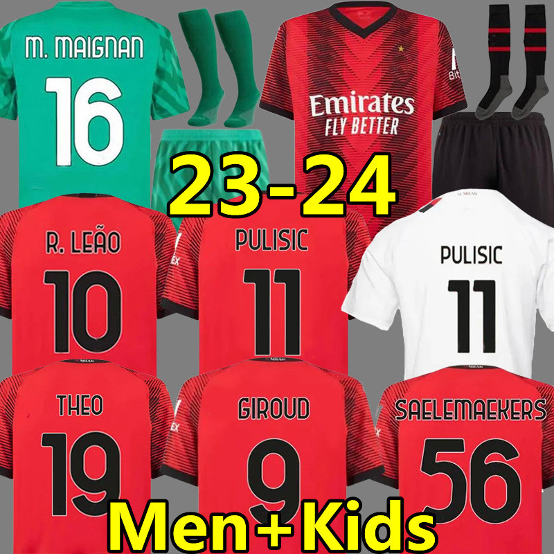 

23 24 soccer jerseys R. LEAO Pulisic GIROUD goalkeeper M. MAIGNAN Origi TOMORI 2023 2024 AC MILANS BENNACER REBIC THEO DE KETELAERE football shirt men kids kits sets, 22-23 gk patch