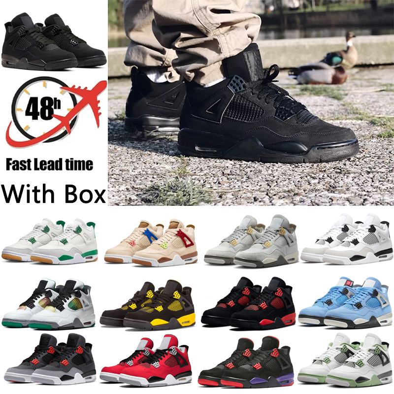 

4 basketball shoes mens designer shoes tn low sneakers womens Platform Shoes air jumpman 4s 4 black cat 4s retros jordans4 military black pine green, Color #30