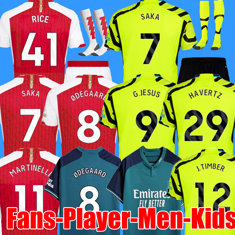 

ODEGAARD HAVERTZ RICE SMITH ROWE G.JESUS SAKA soccer jerseys SALIBA 23 24 Fans Player version MARTINELLI 2023 2024 football kits shirt Men Kids boys sets youth tops, 23-24 3rd men