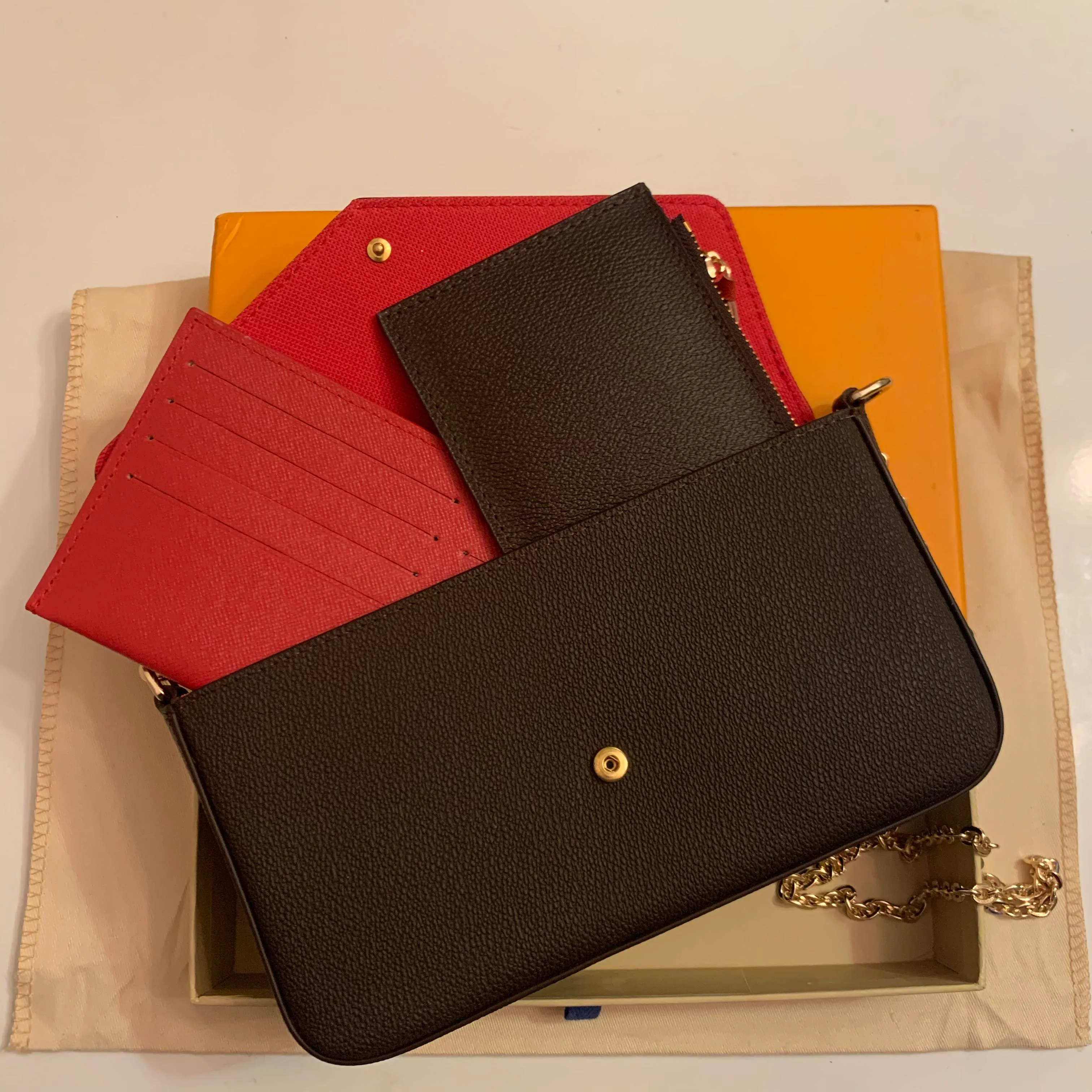 Luxurys Designer Bag 3pcs/set Accessories Women Bags Handbag Flower Lady Shoulder Bag Wallet With Box-image-887148835