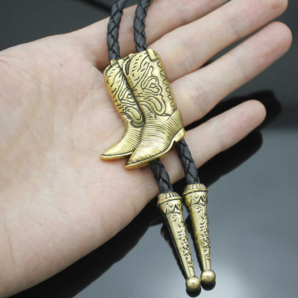 Bolo Ties Vintage Cowboy Boots Rodeo Country Western Man Leather Bolo Bola Tie Neck Tie Necklace Unisex Jewelry Accessories Wholesale HKD230719-image-887137018