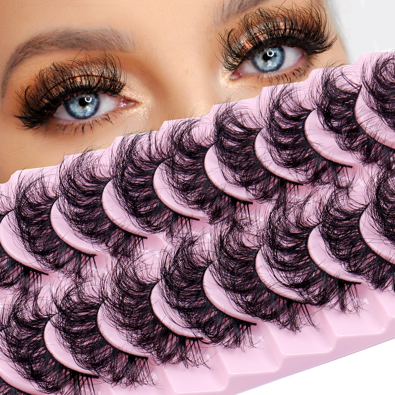 Multilayer Thick Faux Mink False Eyelashes Extensions Naturally Soft & Vivid Handmade Reusable Curled Fake Lashes Full Strip Eyelashes-image-886762699