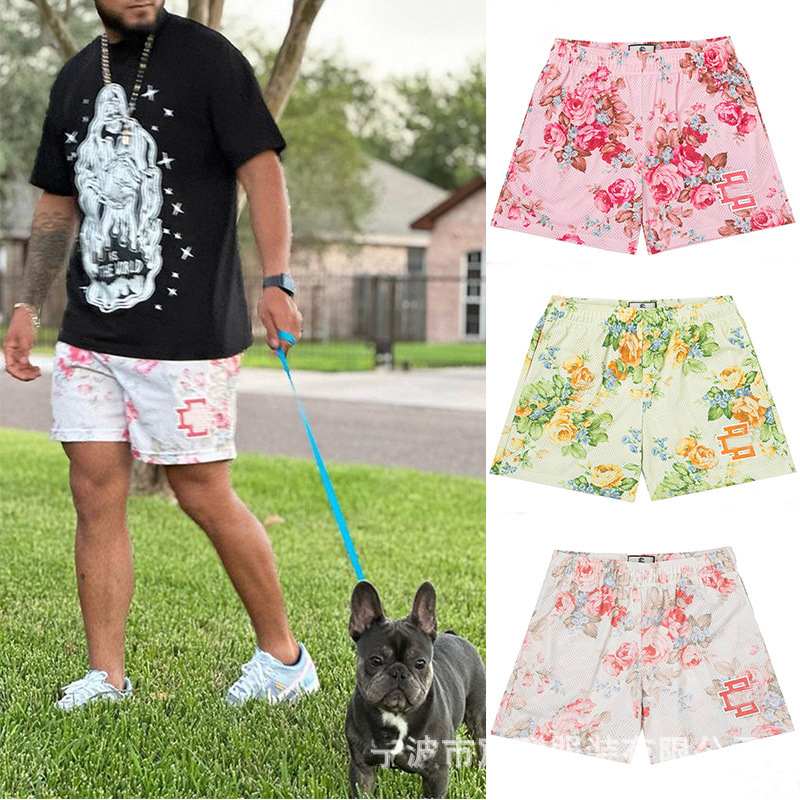 men football shorts EE Shorts for mens shorts designer 2023 new style 3d printed flower ee short elastic waist straight leg pants Fashion Basic e