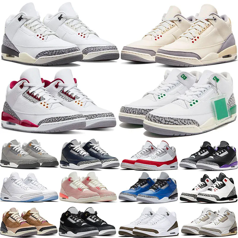2023 3 Hommes Basketball Chaussures Cardinal Rouge Université Bleu Foudre Noir Chat Feu Rouge Blanc Oreo Rétro Choses Sport Baskets Femmes Format