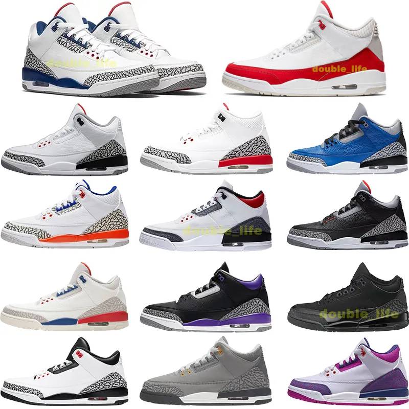 Jumpman Racer Blue 3 3S Basketball Chaussures Hommes Cool Grey Maniere UNC Fragment Knicks Pine Green FREE THROW LINE Denim Red Black Cat Red Cem