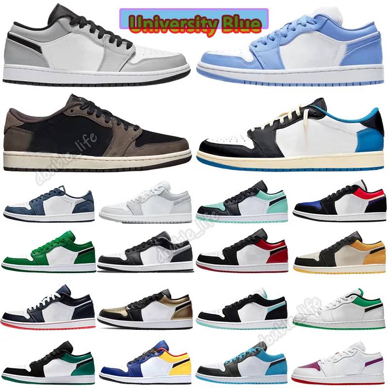 2023 hommes bas 1 1s Chaussures de basket Étoile de mer Gris neutre Université Bleu Ombre Noir Toe Lumière Fumée Loup Gris Shattered Backboard Fe