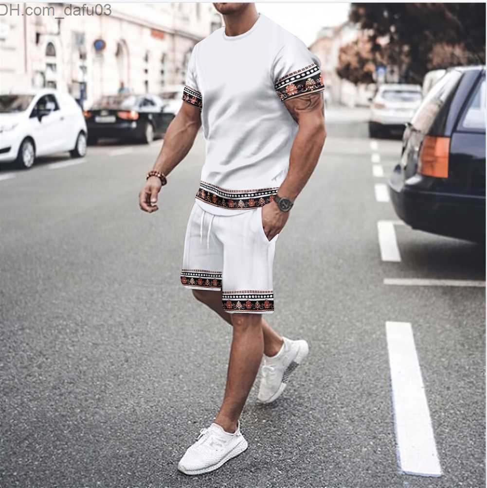 Men's Tracksuits Street clothing men's T-shirt set summer beach luxury 3D printing men's track and field clothing men's ultra-image-887104050