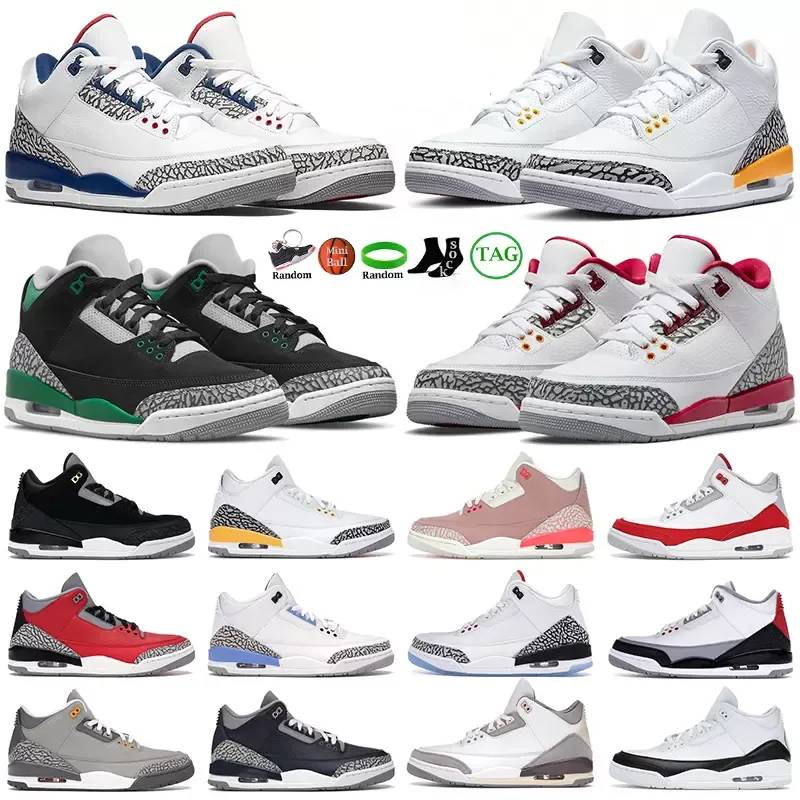 chaussures de basket-ball pour hommes 3s jumpman 3 Cardinal Red Pine Green Racer Blue Cool Grey Hall of Fame Court Purple Laser Orange baskets po