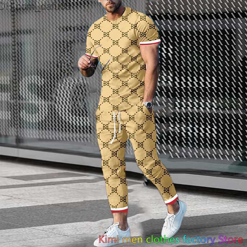 Men's Tracksuits Men's 2-piece set men's track suit 3D printing casual street clothing brand men's summer short sleeved T-shi-image-887107645
