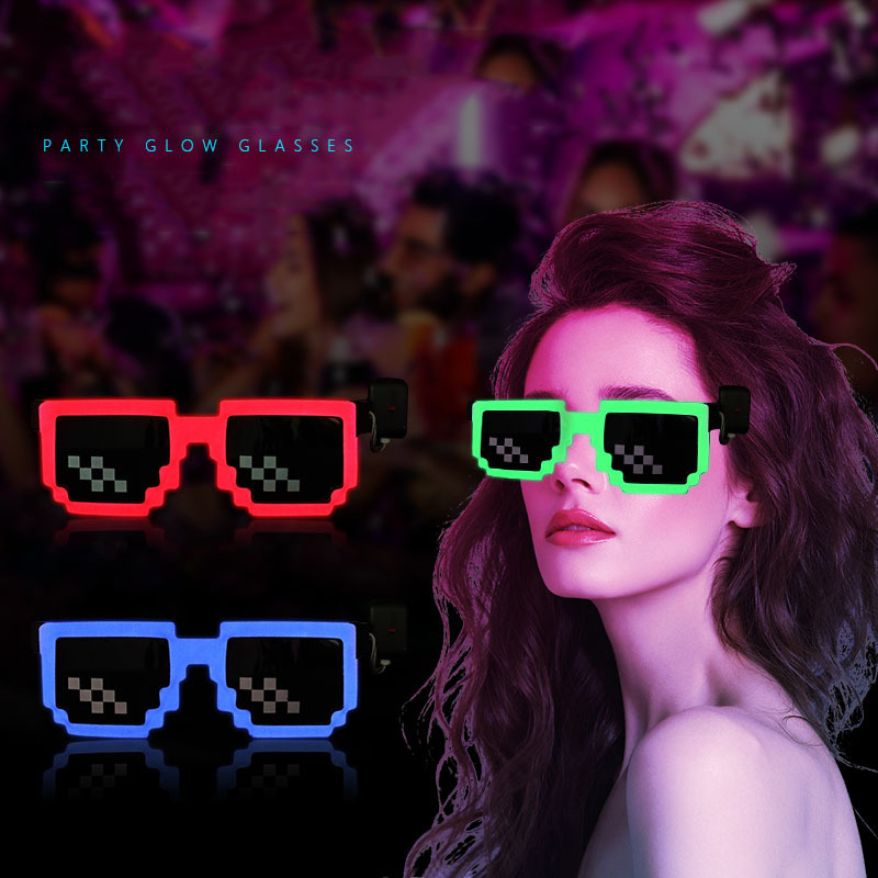 Wireless LED Light Up Glasses Led Pixel Sunglasses Party Favors Glow in the Dark Neon Glasses for Rave Party Halloween