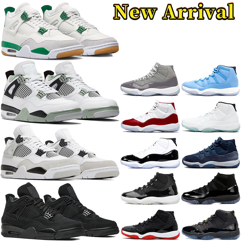 jumpman 4s 11s chaussures de sport designer OG 4 11 baskets hommes femmes Ping Green Seafoam Military Black Cat University Blue White Oreo Cherry