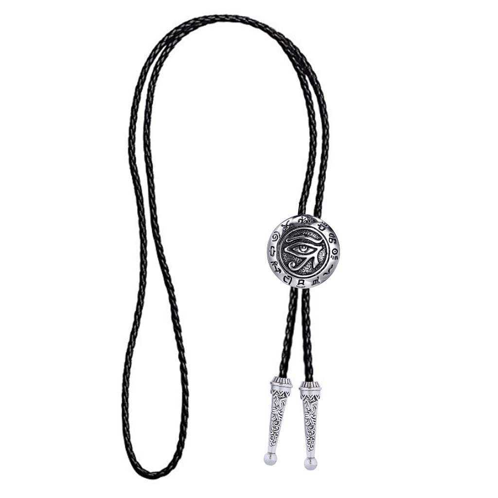 Bolo Ties Vintage fashion eye of horus bolo tie men's and women's leather rope necklace HKD230719-image-887387507