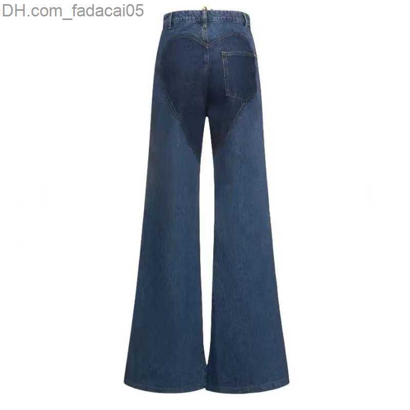 Women's Jeans Women's Jeans High Street Cutout Hollow Out Criss Cross Straight Flare Women Denim Pants 2023 INS Fashion Wide Leg Trouse-image-887447430