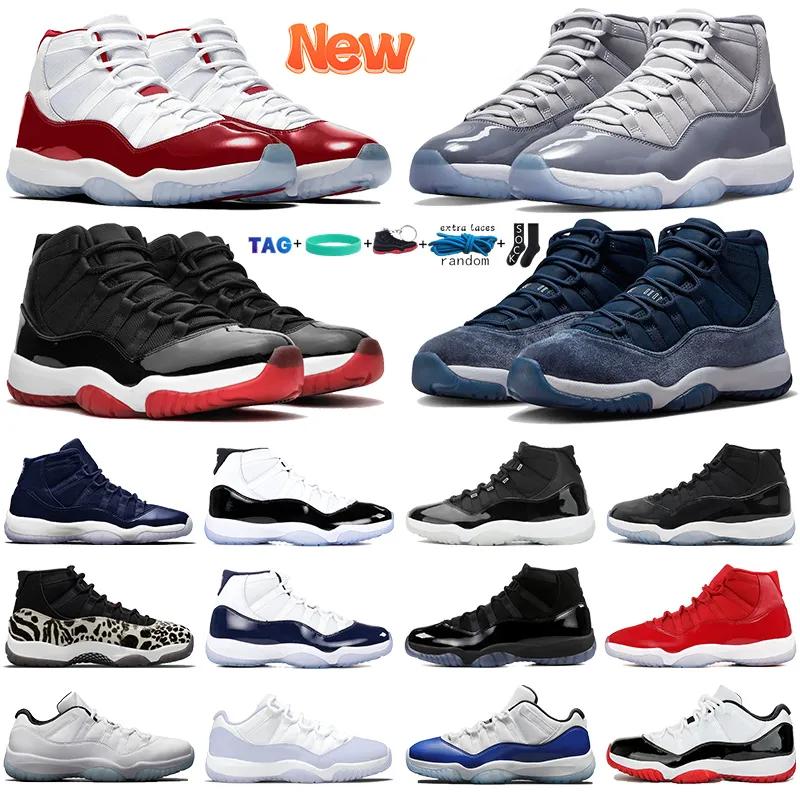 Jumpman 11 11s Casual Shoes Men Women Retro Outdoor Sneakers Designer Shoe Midnight Navy Velvet Cherry Royal Blue Cool Grey Bred Animal Instinct Fas