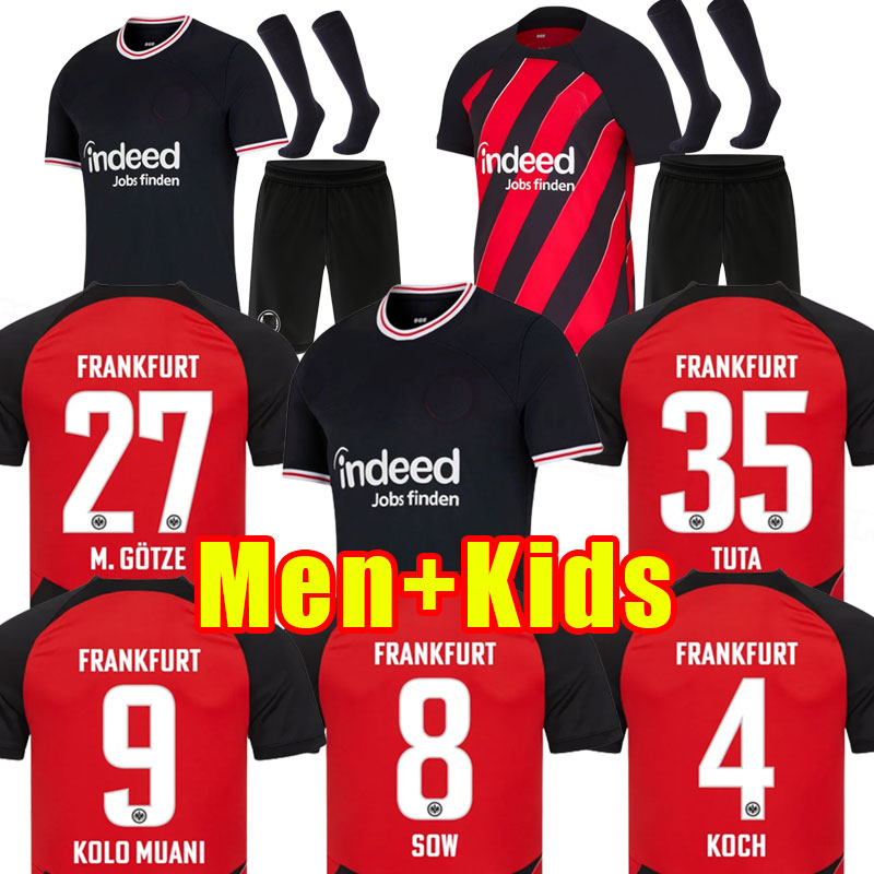 enfants adultes 23 24 maillots de football Eintracht Francfort troisième rouge 2023 2024 Die Adler SOW SILVA KOSTIC JOVIC kit uniforme de footbal