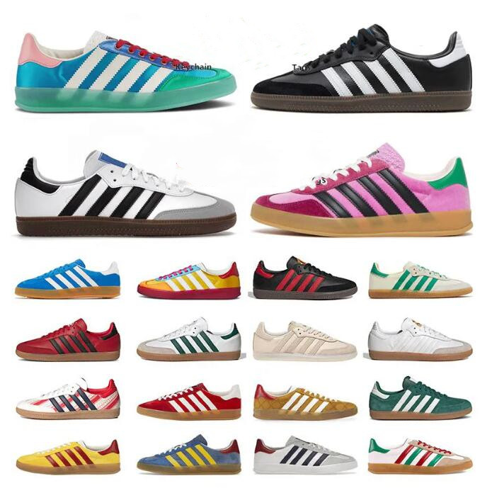 2023 Retro Sambas Og Vegan Gazelle Casual Shoes Men Women Fashion Mexico Vegan Black White Gum Mens Blue Beige Pink Velvet OG Bonner Designe 36-4