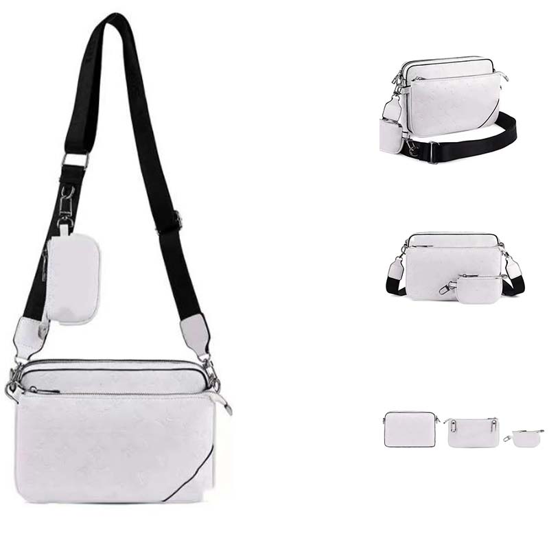 Hommes TRIO desinger Messenger Eclipse Sacs à bandoulière en toile inversée Ensemble de 3 pièces Sac à bandoulière en cuir avec pochette portefeu