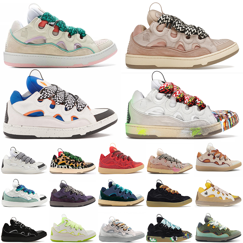 Luxury Brand Womens Mens Designer Shoes Lanvines Laceup Extraordinary Embossed Leather Curb Sneakers Calfskin Rubber Nappa platform Fashion Luxur-image-888138572